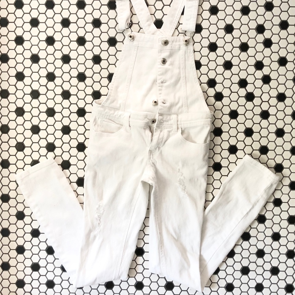ASPHALT White distressed overalls